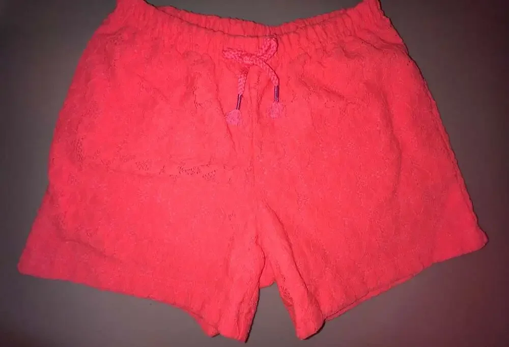 Coral Floral Lace Shorts Girls 8